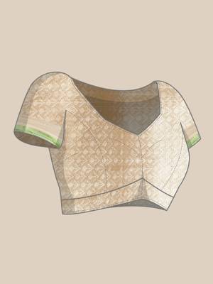 Grey woven cotton silk saree with blouse 5