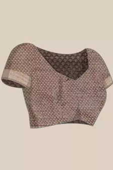 Grey woven cotton silk saree with blouse