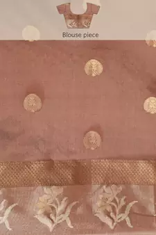 Grey woven cotton silk saree with blouse