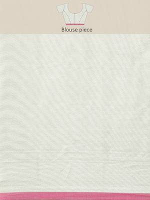 Sea green woven cotton silk saree with blouse 5