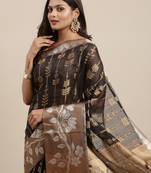 Black woven cotton silk saree with blouse