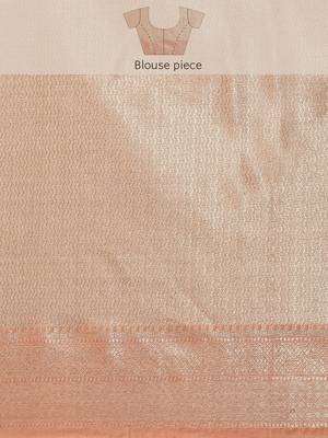 Brown woven cotton silk saree with blouse 5