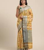 Mustard woven cotton silk saree with blouse