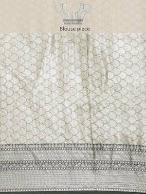 Peach woven cotton silk saree with blouse 5