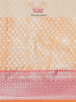 Mustard woven cotton silk saree with blouse 5