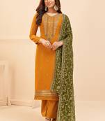 Mustard embroidered georgette salwar