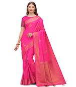 Pink woven kanchipuram silk saree with blouse