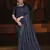 Navy blue embroidered georgette saree with blouse