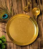 ROLIMOLI Brass diwali Pooja Thali Set of 3 Pcs Puja PLate 7 inch A diya and a bell home decor