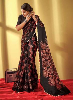 Looking Cotton Saree With Lace border 1