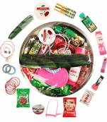 ROLIMOLI Special for Navratri 16 Shringar Kit Pooja Thali Set for Devi MATA Rani Pooja Sola shringar 10 INCH Steel Plate
