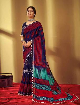 Looking Cotton Saree With Lace border 1