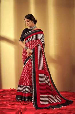 Looking Cotton Saree With Lace border 1