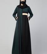 Designer Front Open Color-Blocked Abaya