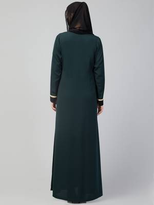 Designer Front Open Color-Blocked Abaya 5