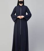 Front Open Abaya With Metal Zipper.