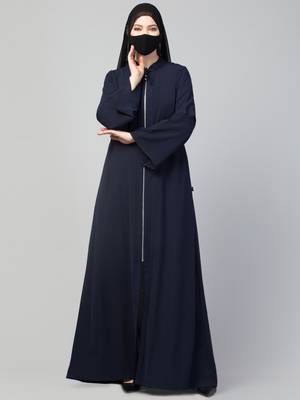 Front Open Abaya With Metal Zipper. 3