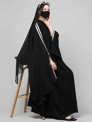 Beautiful Plain Color Irani Kaftan With Double Stripes 3