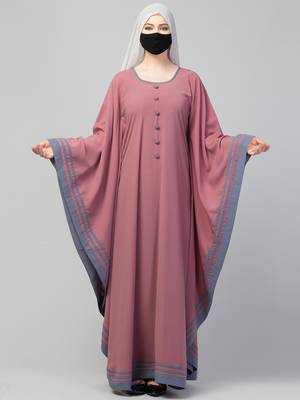 Elegant Kaftan Abaya with contrast striped borders. 2