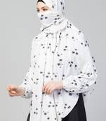Ready To wear Instant Hijab With Attached Mouthpiece- Printed Crepe