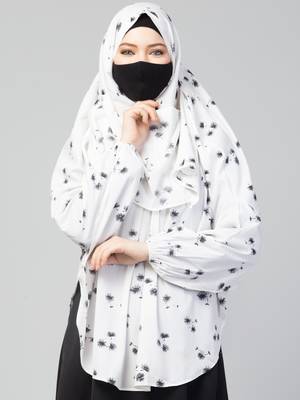 Ready To wear Instant Hijab With Attached Mouthpiece- Printed Crepe 2