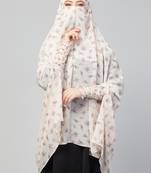 Printed Georgette Khimar With Cotton Lining- Attached Mouthpiece