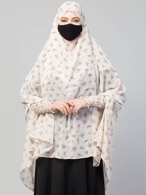 Printed Georgette Khimar With Cotton Lining- Attached Mouthpiece 2