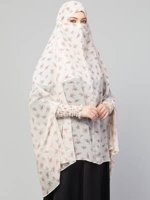 Printed Georgette Khimar With Cotton Lining- Attached Mouthpiece 3
