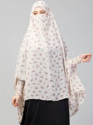 Printed Georgette Khimar With Cotton Lining- Attached Mouthpiece 4