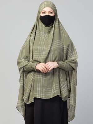 Printed Georgette Khimar With Cotton Lining- Ready To Wear Hijab With Attached Mouthpiece 2