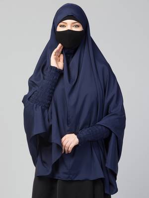 Ready To Wear Instant Hijab Khimar With Elasticated Sleeves and Attached Mouthpiece 2