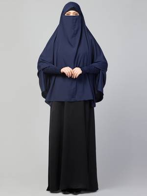 Ready To Wear Instant Hijab Khimar With Elasticated Sleeves and Attached Mouthpiece 3