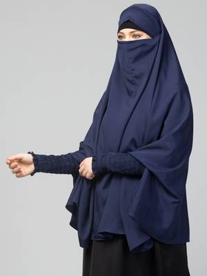 Ready To Wear Instant Hijab Khimar With Elasticated Sleeves and Attached Mouthpiece 6