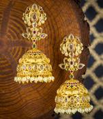 Gold cubic zirconia jhumkas