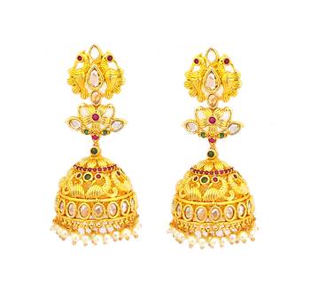 Gold cubic zirconia jhumkas 2