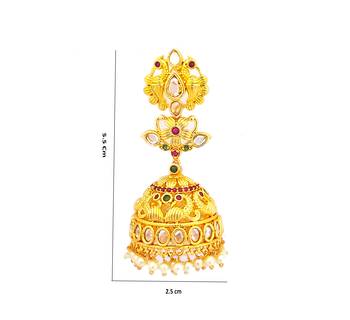 Gold cubic zirconia jhumkas 3