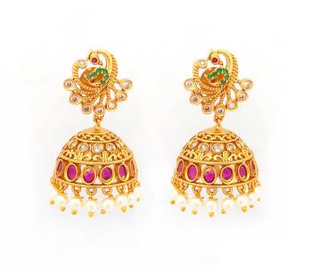 Gold pearl jhumkas 2