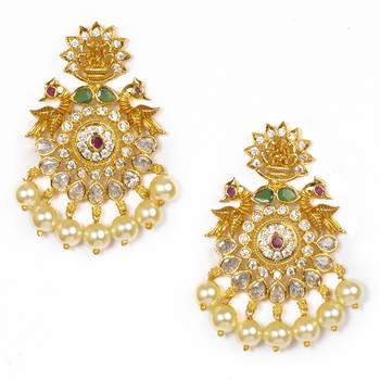 Gold pearl chandbali 1