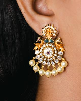 Gold pearl chandbali 2