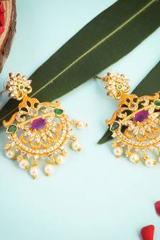 Gold emerald   chandbali