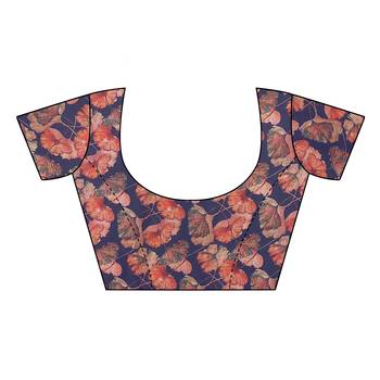 Mirchi Fashion Turquoise Color Chiffon Fabric Flower Printed With Unstitched Blouse Piece 4