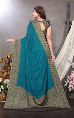 Mirchi Fashion Turquoise Color Chiffon Fabric Flower Printed With Unstitched Blouse Piece 3