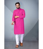 Pink Cotton Styles Men's Striped Kurta.