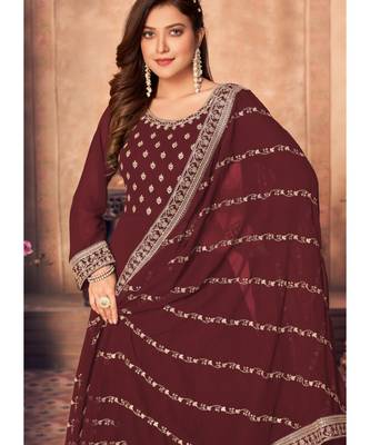 Maroon Embroidered Designer Anarkali Suit 3
