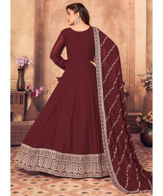 Maroon Embroidered Designer Anarkali Suit 4