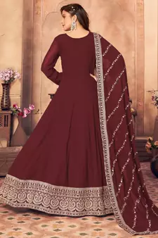 Maroon Embroidered Designer Anarkali Suit
