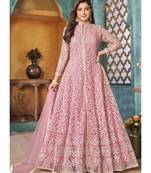 Pink Traditional Embroidered Anarkali Pant Suit