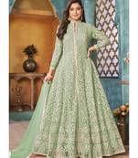 Sea Green Traditional Embroidered Anarkali Pant Suit