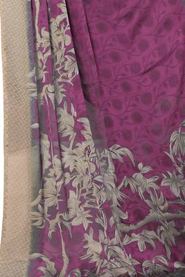 Magenta Printed Chiffon Saree With Blouse 5