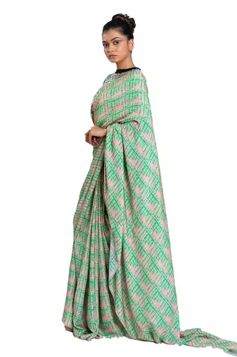 Digital Shibori Saree With Holographic Sequin Blouse